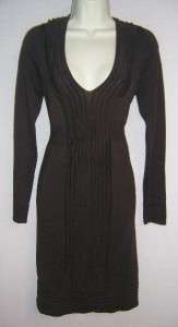 MAX STUDIO MSSP Brown Sweater V Neck Long Sleeve Dress L 10 12 14 NWT 