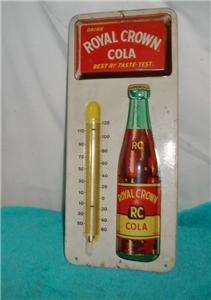 Vintage Royal Crown Cola RC Soda Thermometer Bottle Drink Coca Sign 