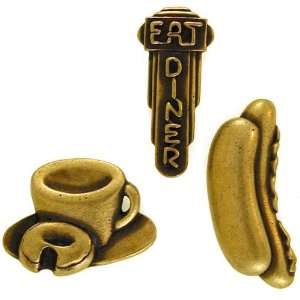   Pins, Hot Dog, Coffee, Sign, About 1.5 Each, Vintage with Antique