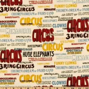 44 Wide Shelburne Circus Words Cream Fabric By The Yard 