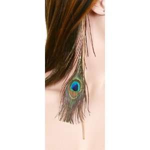   Hair Clip Peacock Long with Suede Style Strips 