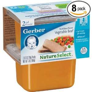 Gerber Nature Select 2nd Foods, Vegetable and Beef, 7 Ounce (Pack of 8 