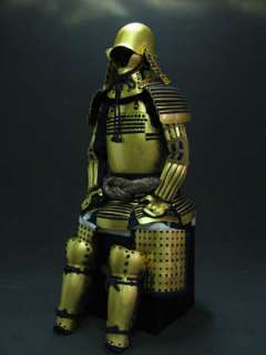 Comes with a black wooden box which is used as a chair for the armor.