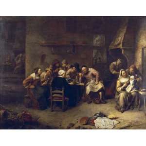 Peasants Drinking and Smoking In An Inn by Gillis Van Tilborch . Art 