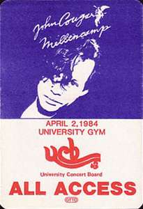 Unused ACCESS ALL AREAS backstage pass for a 1984 JOHN COUGAR 