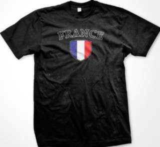  France Flag Shield International Soccer T Shirt, Francaise 