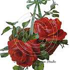 Vintage Chic Shabby Beautiful Basket Of Red Roses Water