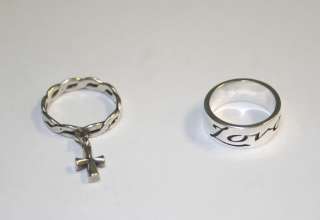 James Avery Inscribed Love Band & Dangle Ring with St. Teresa Cross SS 