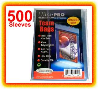 Ultra Pro TEAM SET BAGS 5 Packs Resealable Strip NEW 500 card sleeves 