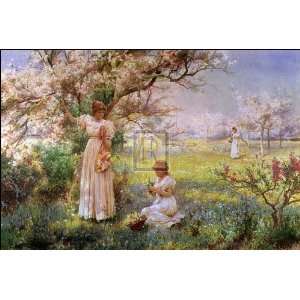 Spring Picking Flowers by A Glendening. Size 23.00 X 29.00 