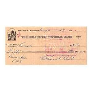  Charlie Root Autographed Personal Check   MLB Cut 