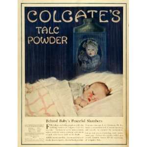  1919 Ad Colgate & Co. Talc Powder Baby Sleeping Infant 