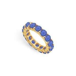 Blue Sapphire Eternity Band  14K Yellow Gold 5.00 CT TGW   Ring Size 