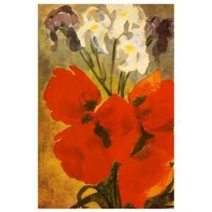 Aquarelle   Wien Albertina (Red Flowers) by Emile Nolde. Size 36.00 X 