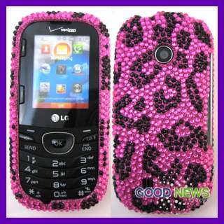 for Verizon LG Cosmos 2 VN251   Pink Leopard Bling Cubics Hard Case 