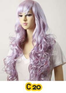 COSPLAY WIG Hair Costume Long Pink Skyblue Violet Green Blue Yellow 