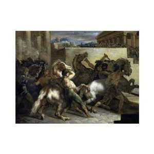  Run of The Wild Horses In Rome by Theodore Gericault. Size 