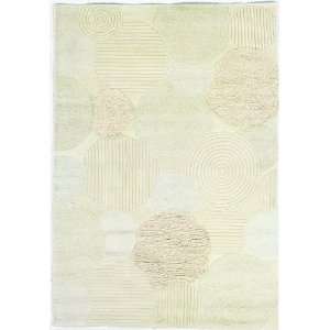  96 x 13 Area Rug Hand Crafted Circles Pattern in White 