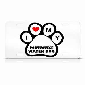 Portuguese Water Dog Dogs Dog Dogs White Animal Metal License Plate 