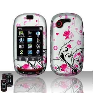 PINK FLOWERS Hard Rubber Feel Plastic Design Case for Samsung Gravity 