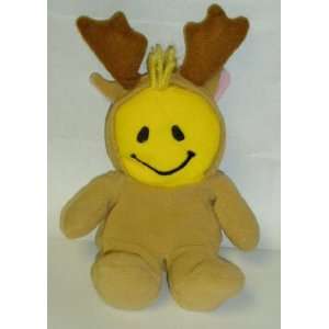  SMILEY FACE Holiday Reindeer Beanie Plush Toy ~ 1999 