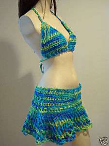 Sexy Low Rise Blue/Green Mini Skirt Outfit ~ Playa Wear  