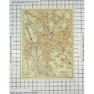  Antique Map Germany Street Plan Leipzig Schonefled