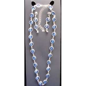  Armenian Lucky Eyes Necklace /Earring Ice Blue Set #1436 