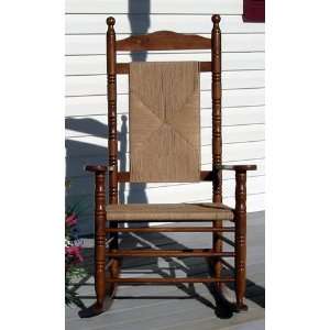  Front Oak and Rattan Soft Seat Tennessee Rocking Chair