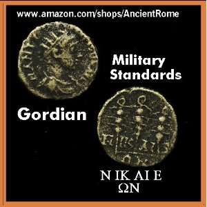  III. Imperial Greek Bronze. Three Military Standards. 