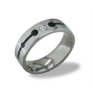  Circa   size 10.50 Titanium Ring with Black Design 