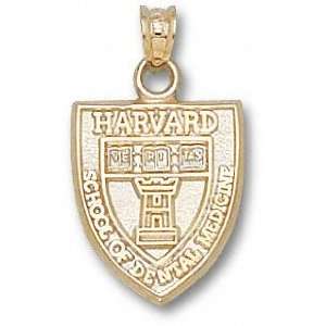 Harvard Crimson Solid 10K Gold Dental School Shield Pendant  