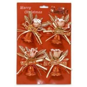  Bell Ornament 4 Piece with Rose Assorted Case Pack 36 
