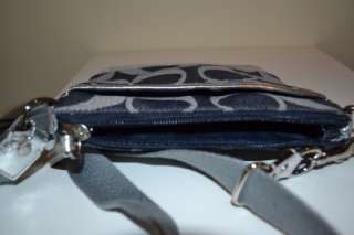 COACH NWT 45797 Signature Denim Silver Stripe Swingpack Crossbody 