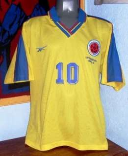 REEBOK COLOMBIA 1998 PIBE VALDERRAMA HOME SOCCER JERSEY  