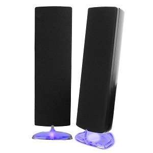  2 Piece USB Powered Multimedia Speakers with Blue LEDs 