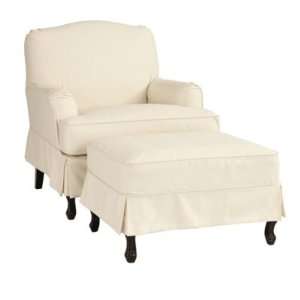   & Ottoman with Slipcover Spa Linen  Ballard Designs