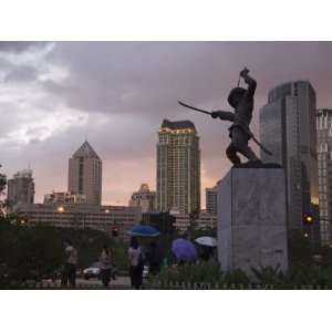  Monument of Soldier and City Skyline at Sunset, Manila 