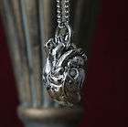 Silver Metal Anatomical Human Heart Necklace Steampunk  