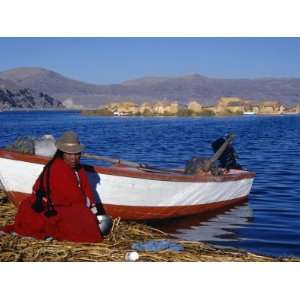 Indian Woman from the Uros or Floating Reed Islands of Lake Titicaca 
