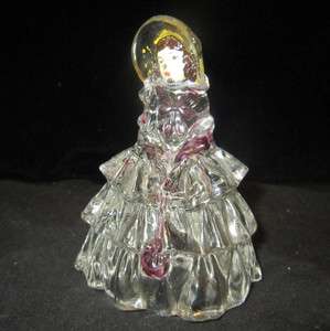 antique Vintage clear glass handpainted Victorian lady Doll figurine 