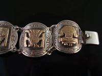 Vintage 925/18k Peruvian Icon Link Bracelet  