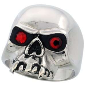  Surgical Stainless Steel Furious Skull w/ Flaming Red Eyes 