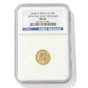 2008 W $5 Gold Buffalo Coin MS69 NGC Early Release  Sports 