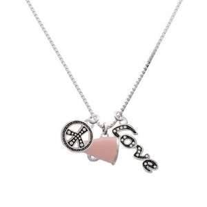    Small Pink Megaphone, Peace, Love Charm Necklace [Jewelry] Jewelry