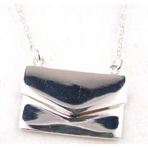 Elegant Ladies Solid Sterling Silver Unusual Envelope Handbag Pendant 