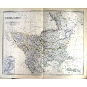  JOHNSTON ANTIQUE MAP 1883 TURKEY EUROPE BOSPORUS CONSTANTINOPLE 
