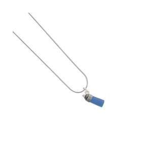  3 D Blue Baby Bottle Snake Chain Charm Necklace Arts 