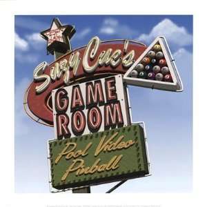  Suzy Cues Game Room by Anthony Ross 14.00X14.00. Art 