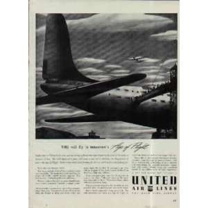   Age of Flight  1942 United Air Lines War Bond ad, A0947